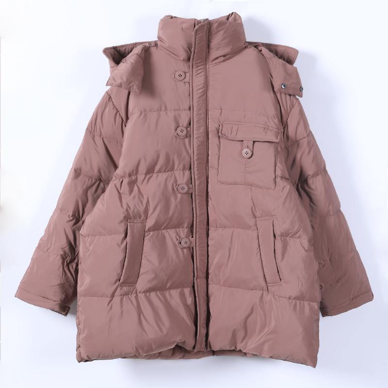 Fine plus size snow jackets pink hooded zippered goose Down coat - - DYAVOR®