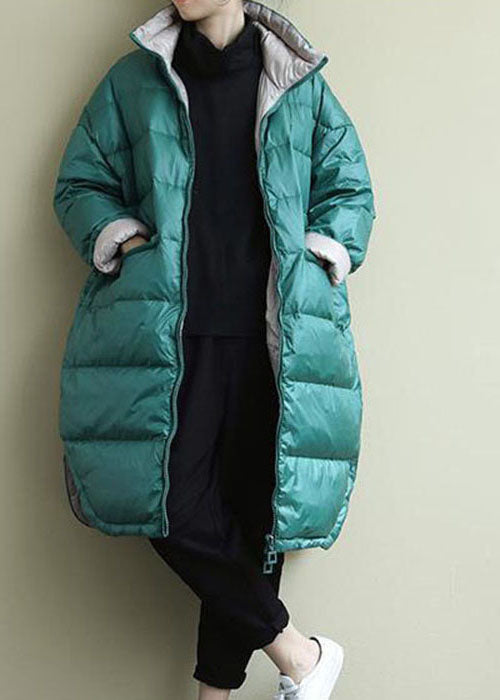 Fitted Blue Green Zip Up thick Fine Cotton Filled Parkas Winter - Down Jackets - DYAVOR®