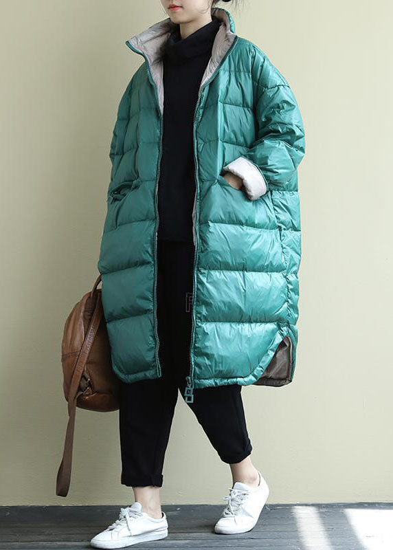 Fitted Blue Green Zip Up thick Fine Cotton Filled Parkas Winter - Down Jackets - DYAVOR®