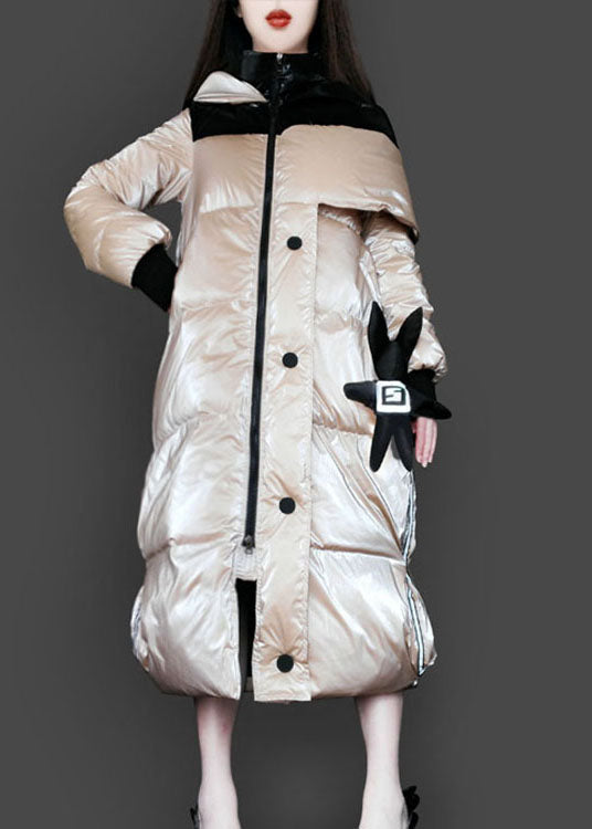 Fitted Khaki Cute hooded asymmetrical design Winter Duck Down Coats - Down Jackets - DYAVOR®