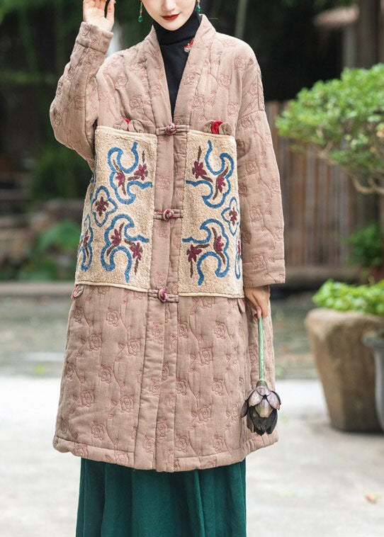 Fitted Light Green Embroideried Patchwork Fine Cotton Filled Puffers Jackets Winter - Down Jackets - DYAVOR®