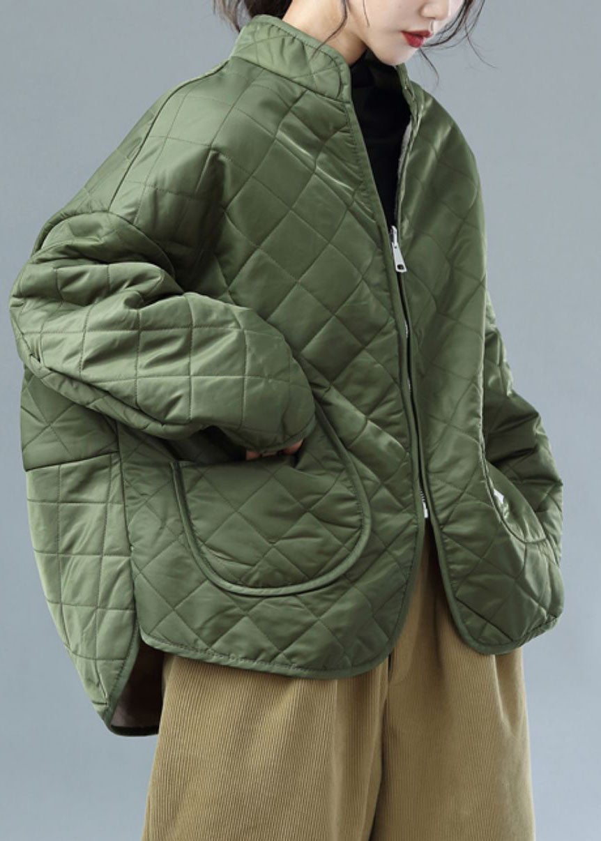 French Army Green Zip Up Wear On Both Sides Fleece Wool Lined Jackets Winter - Down Jackets - DYAVOR®