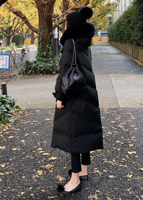 French Black Fur collar Zip Up Pockets Duck Down Puffer Coat Winter - Down Jackets - DYAVOR®