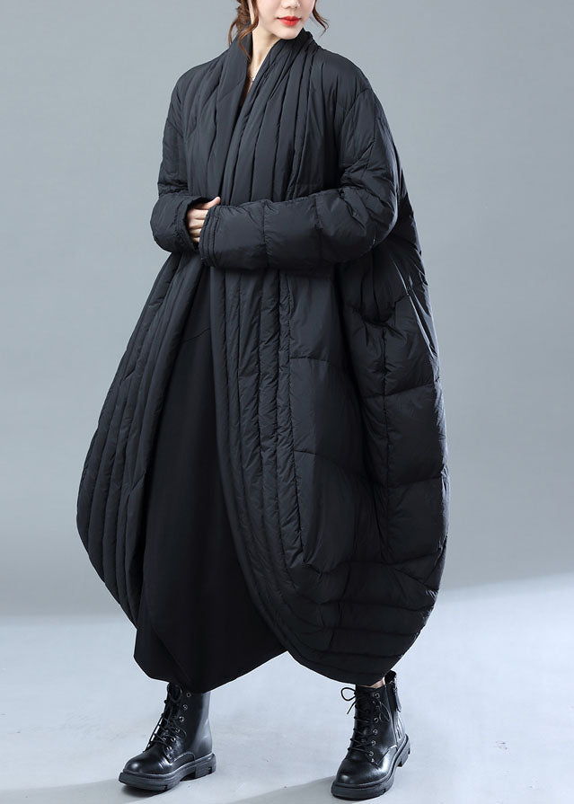 French Black Oversized Pockets Duck Down Witner Coat - Down Jackets - DYAVOR®