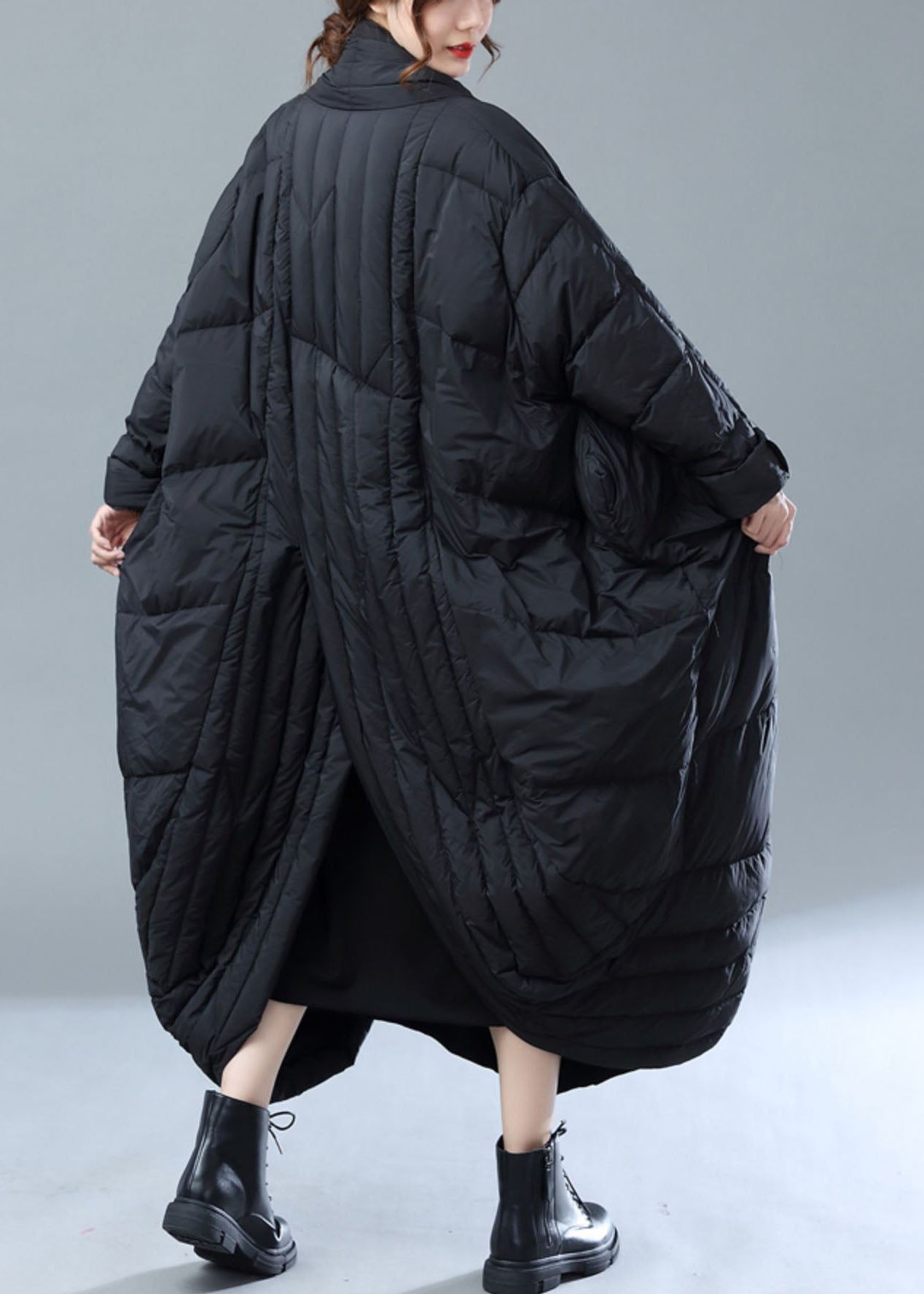 French Black Oversized Pockets Duck Down Witner Coat - Down Jackets - DYAVOR®