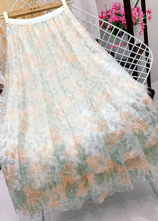 French Green Casual Embroideried Straight Fall Skirts - Skirts - DYAVOR®