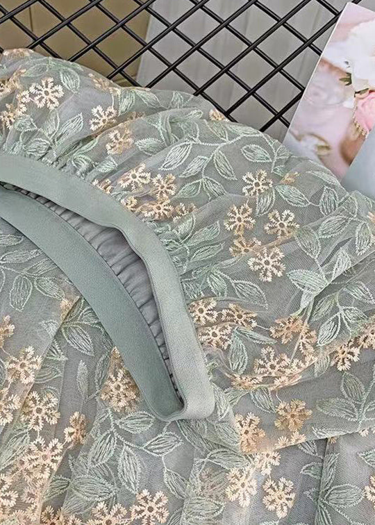 French Green Casual Embroideried Straight Fall Skirts - Skirts - DYAVOR®