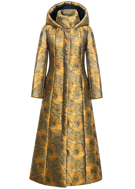 French Green Hooded Jacquard Fine Cotton Filled Parka Jacket Winter - Down Jackets - DYAVOR®