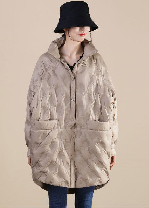 French Khaki Stand Collar Oversized Duck Down Down Coat Winter - Down Jackets - DYAVOR®