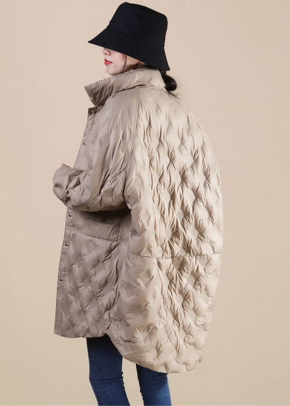 French Khaki Stand Collar Oversized Duck Down Down Coat Winter - Down Jackets - DYAVOR®