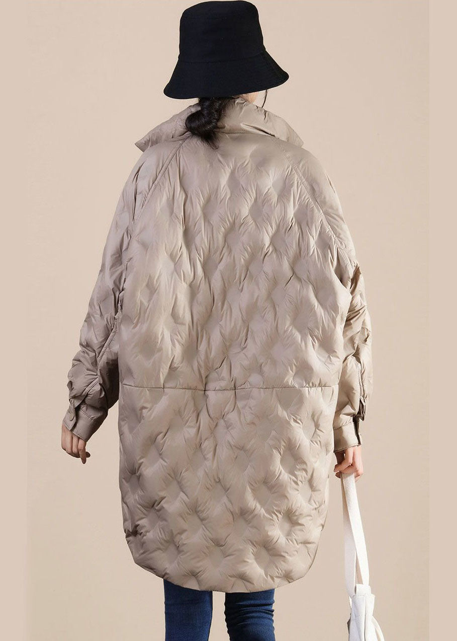French Khaki Stand Collar Oversized Duck Down Down Coat Winter - Down Jackets - DYAVOR®