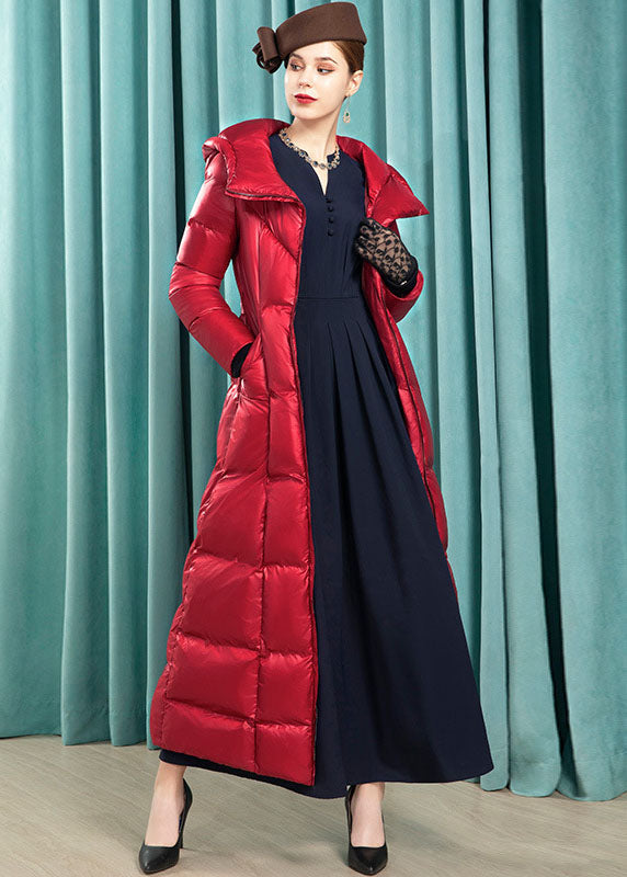 French Red Hooded Sashes Thick Lengthen Fine Cotton Filled Parka Winter - Down Jackets - DYAVOR®