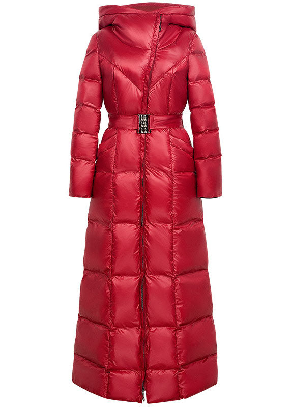 French Red Hooded Sashes Thick Lengthen Fine Cotton Filled Parka Winter - Down Jackets - DYAVOR®