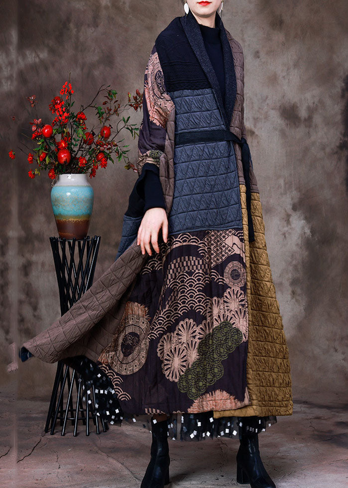 French Yellow Chocolate Asymmetrical Patchwork Fine Cotton Filled Coats Winter - Down Jackets - DYAVOR®