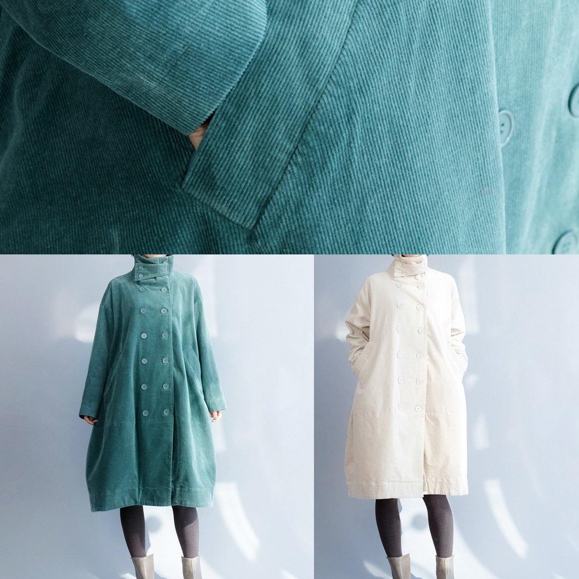 French green fine clothes For Women Inspiration double breast stand collar coats - - DYAVOR®
