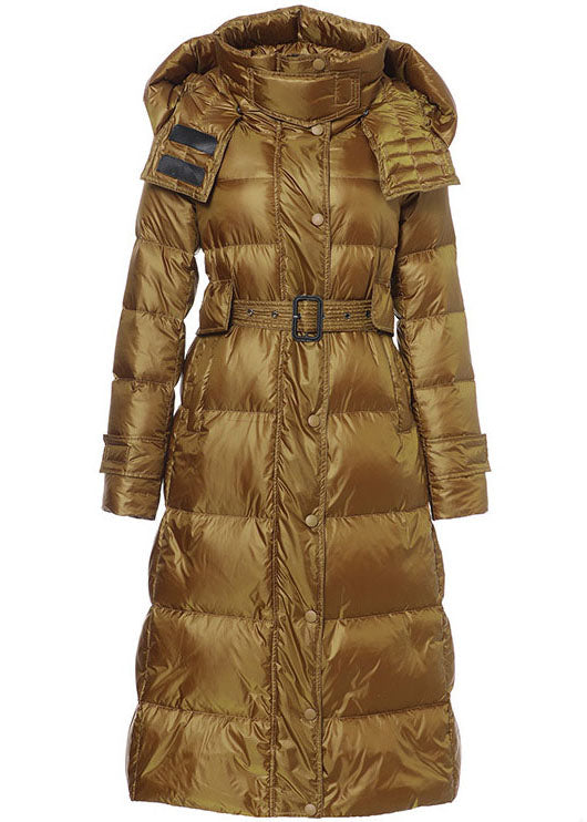 Golden Thick Duck Down Puffer Jacket Drawstring Sashes Winter - Down Jackets - DYAVOR®