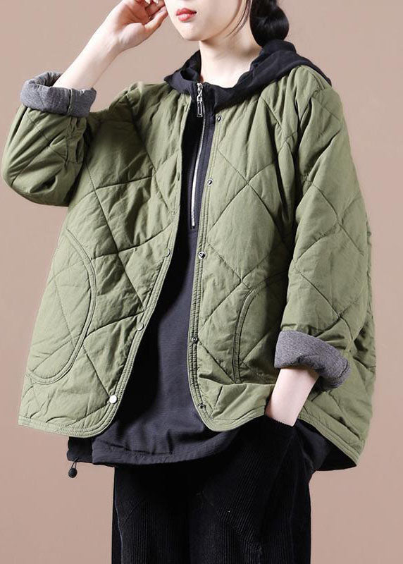 Green Warm Fine Cotton Filled Jackets Solid Color Winter - Down Jackets - DYAVOR®