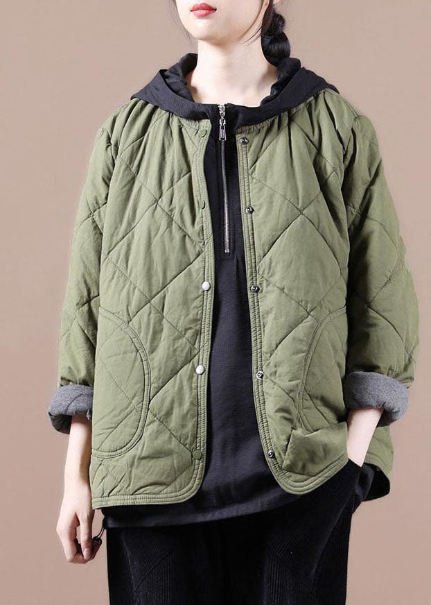 Green Warm Fine Cotton Filled Jackets Solid Color Winter - Down Jackets - DYAVOR®