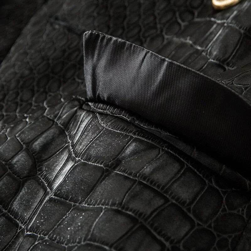 The Everglades Faux Leather Long Sleeve Blazer - 0 - DYAVOR®