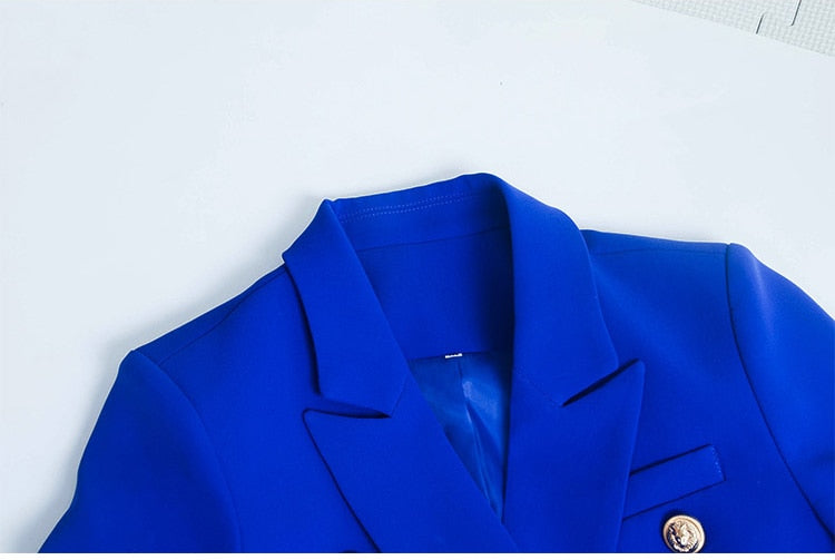 Double-breasted Blue Blazer - - DYAVOR®