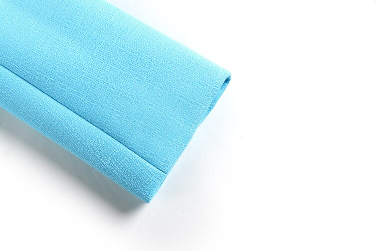 Double-breasted Sky Blue Textured Blazer - - DYAVOR®