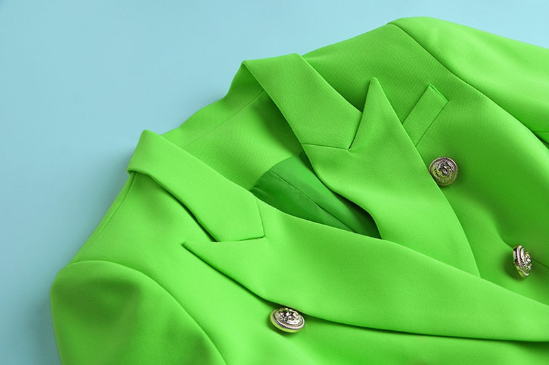 Double-breasted Lime Blazer - - DYAVOR®