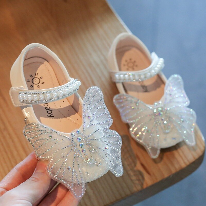 Korean Girls' Sandals Rhinestone Butterfly Princess Shoes - - DYAVOR®