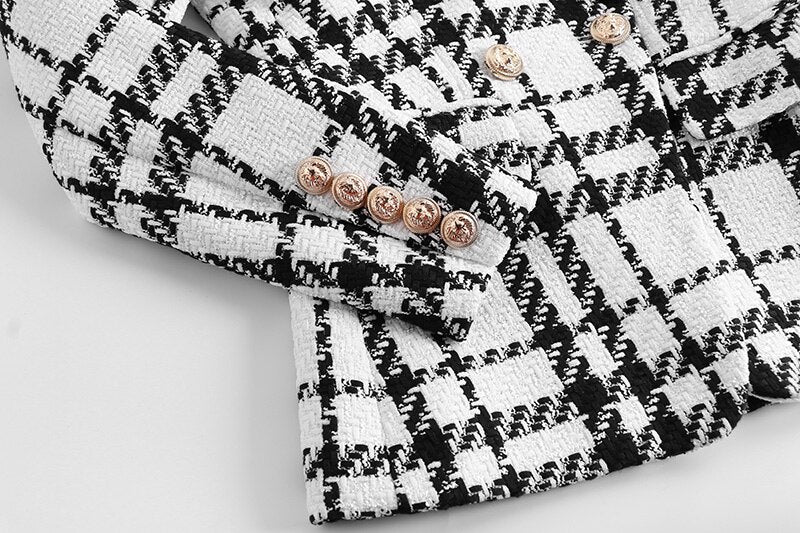 Checkered Black and White Blazer - - DYAVOR®