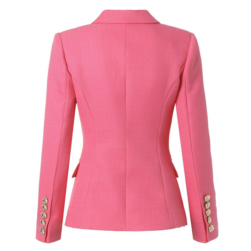 Double-breasted Textured Pink Blazer - - DYAVOR®