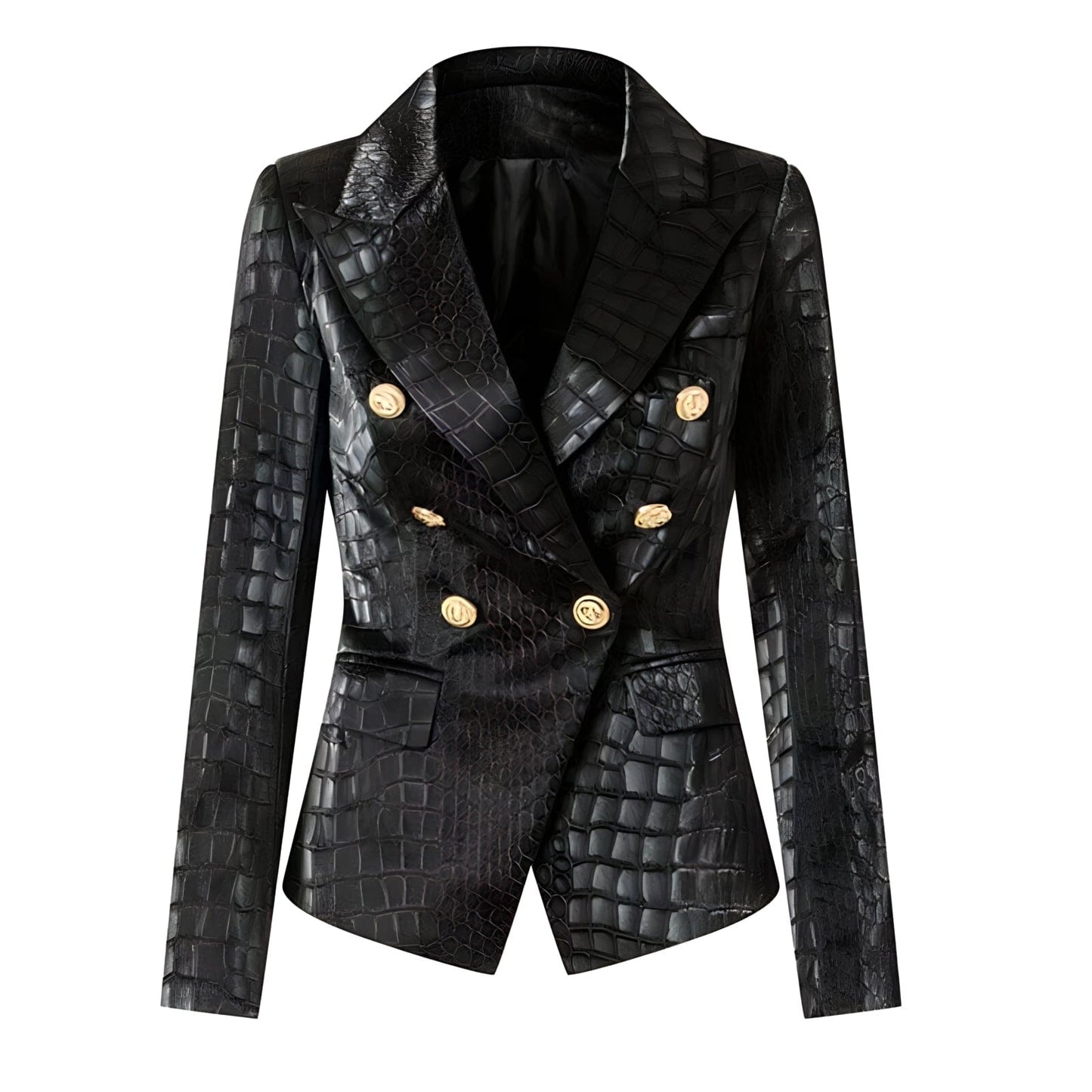 The Everglades Faux Leather Long Sleeve Blazer - 0 - DYAVOR®