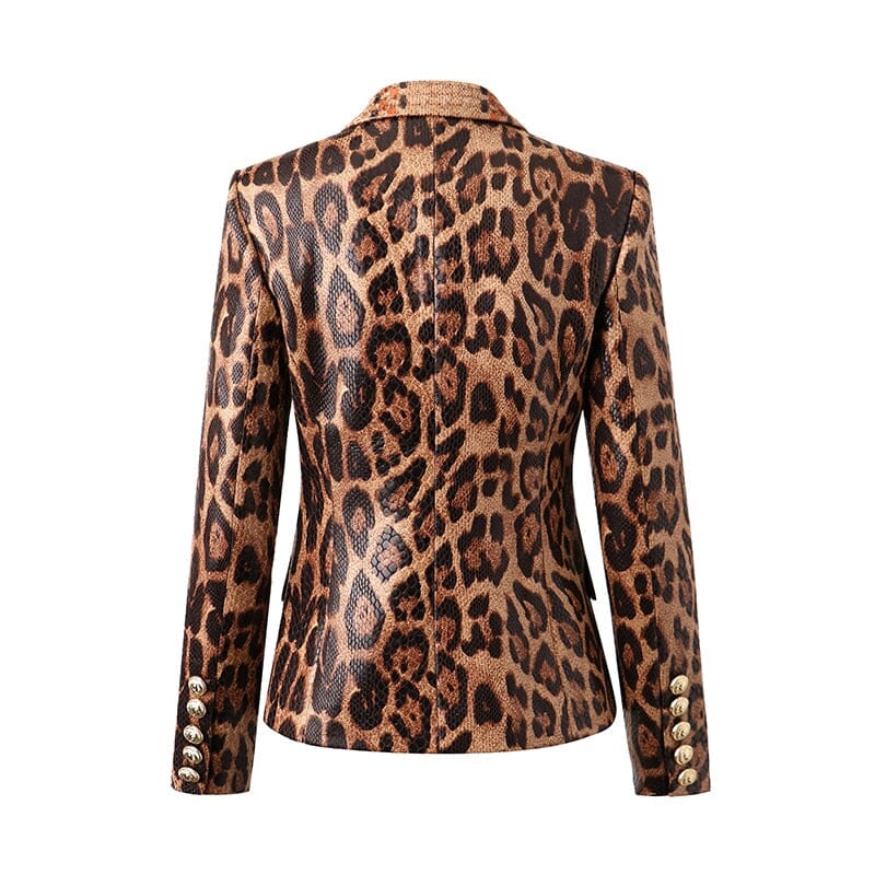 The Anaconda Faux Leather Long Sleeve Blazer - 0 - DYAVOR®