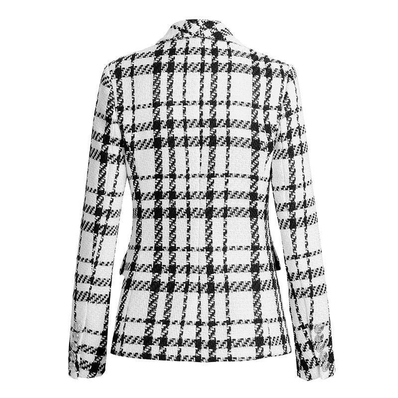 Checkered Black and White Blazer - - DYAVOR®
