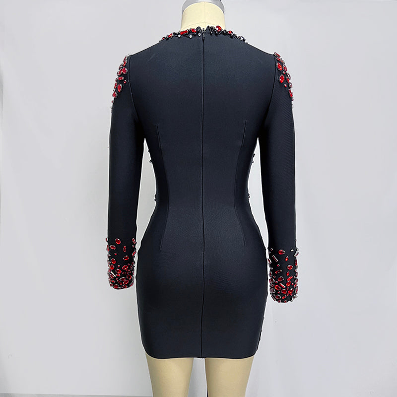 Black Crystal Celebrity Mini Dress - Dresses - DYAVOR®