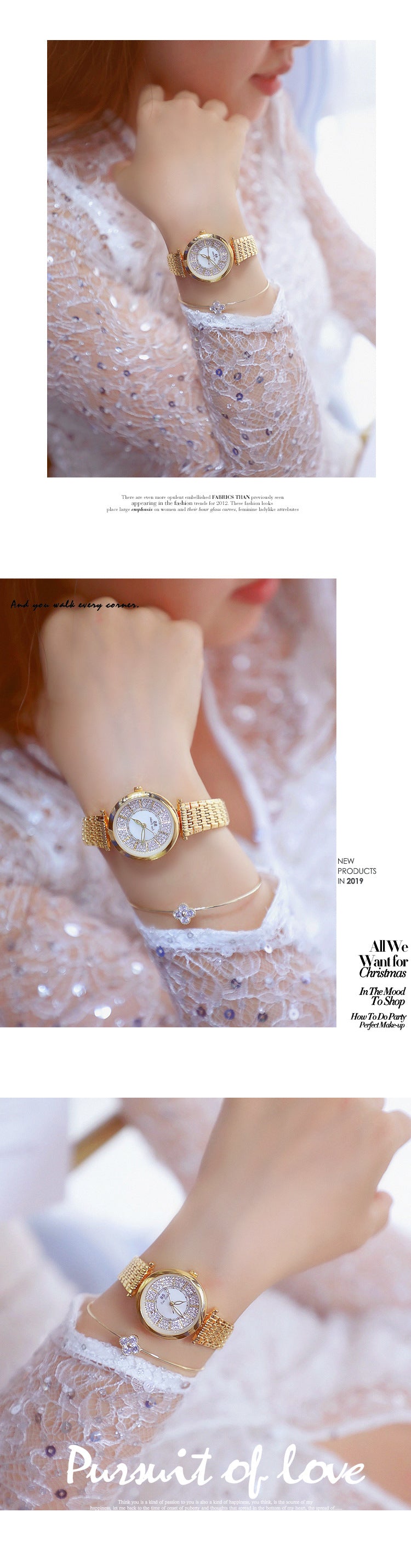 Women's Rhinestone Round Shape Stainless Steel Shock Resistant Watch - Watches for Women - DYAVOR®