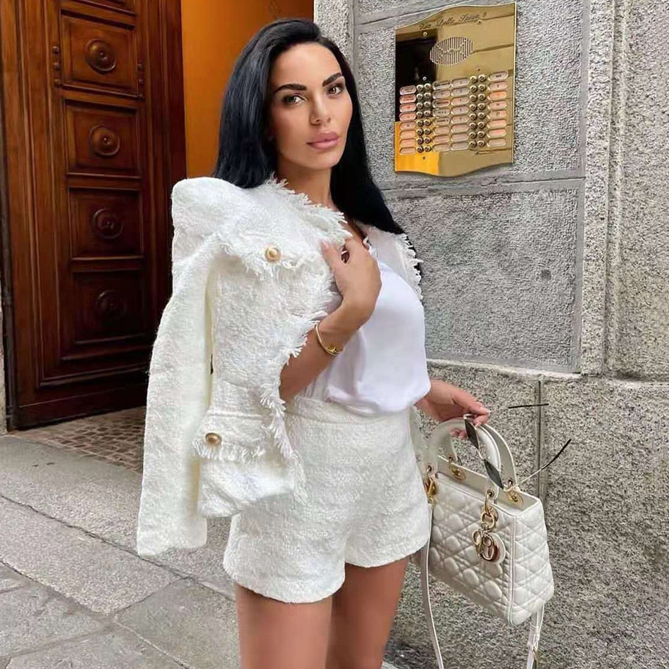 White Tweed Two-piece Set - - DYAVOR®