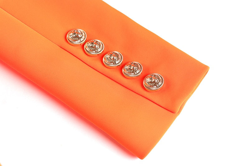 Double-breasted Orange Blazer - - DYAVOR®