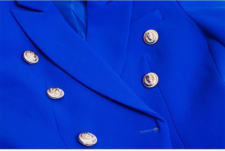 Double-breasted Blue Blazer - - DYAVOR®