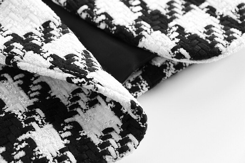 Checkered Black and White Blazer - - DYAVOR®