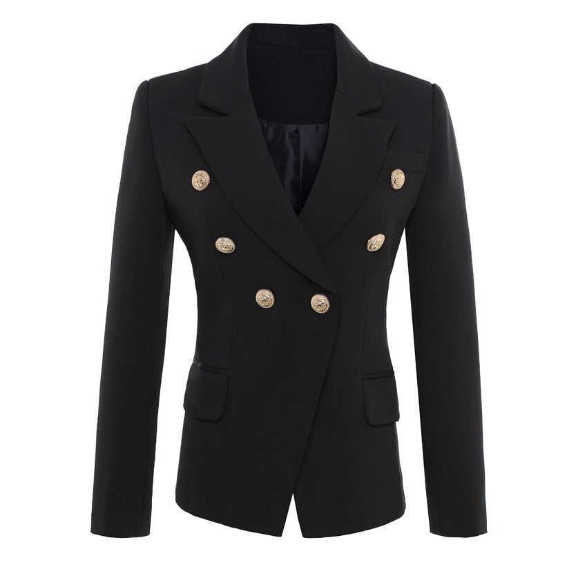 Black Double Breasted Blazer - - DYAVOR®