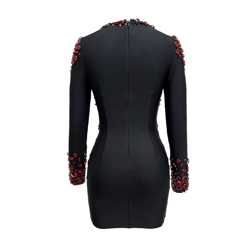 Black Crystal Celebrity Mini Dress - Dresses - DYAVOR®