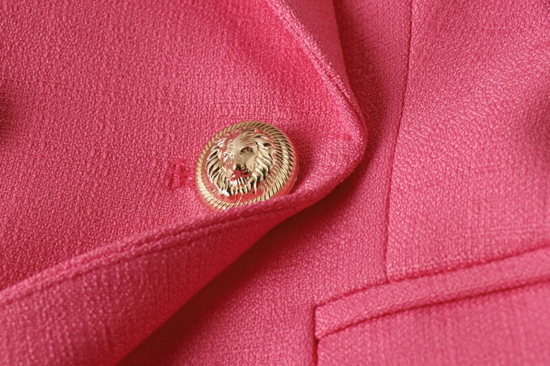 Double-breasted Textured Pink Blazer - - DYAVOR®