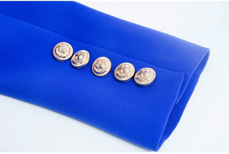 Double-breasted Blue Blazer - - DYAVOR®