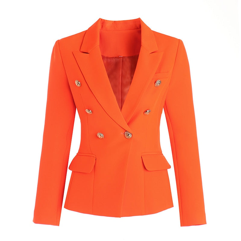 Double-breasted Orange Blazer - - DYAVOR®