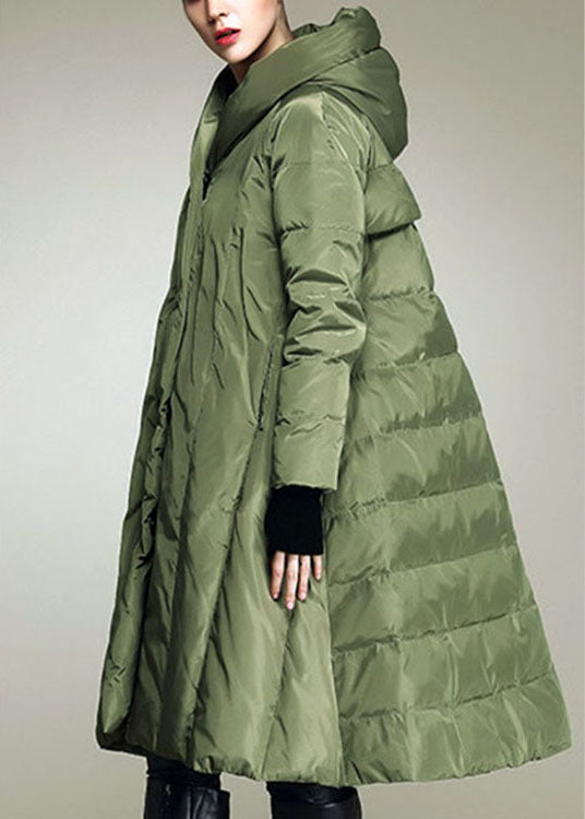 Handmade Army Green hooded Casual Winter Duck Down coat - Down Jackets - DYAVOR®