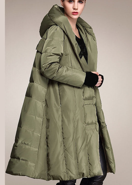 Handmade Army Green hooded Casual Winter Duck Down coat - Down Jackets - DYAVOR®