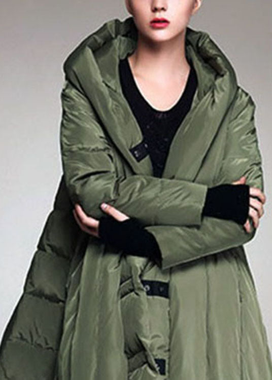 Handmade Army Green hooded Casual Winter Duck Down coat - Down Jackets - DYAVOR®