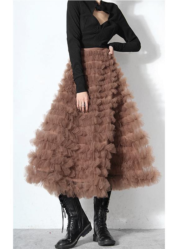 Handmade Khaki Long Cute Skirt - Skirts - DYAVOR®