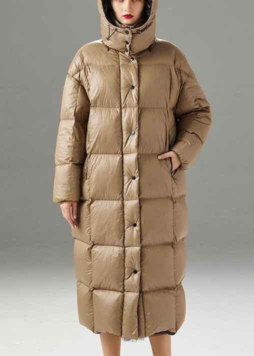 Handmade Khaki Button Pockets fashion Winter Duck Down coat - Down Jackets - DYAVOR®