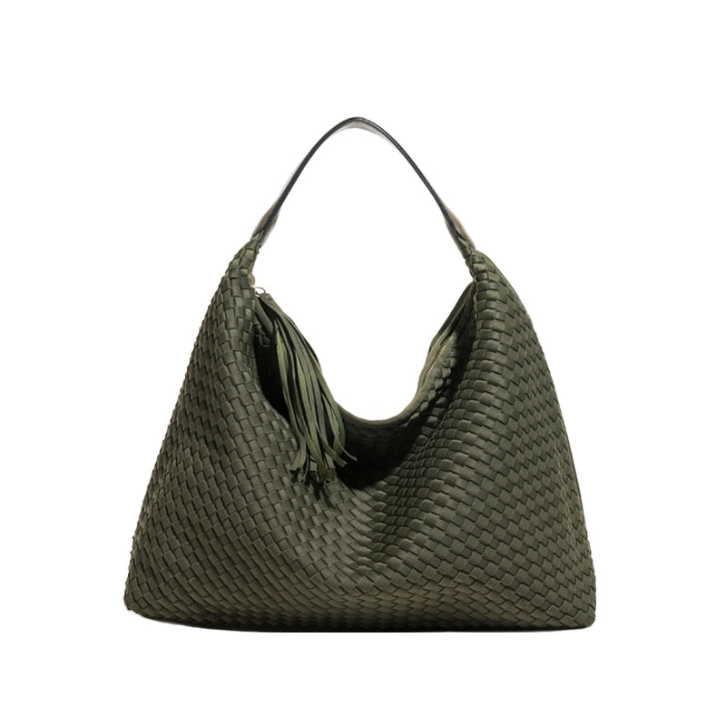 Handmade Woven Top Handle Hobo Handbag With Tassel - Handbags - DYAVOR®