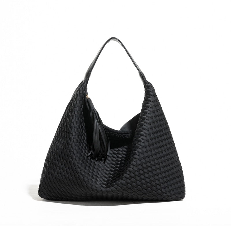 Handmade Woven Top Handle Hobo Handbag With Tassel - Handbags - DYAVOR®